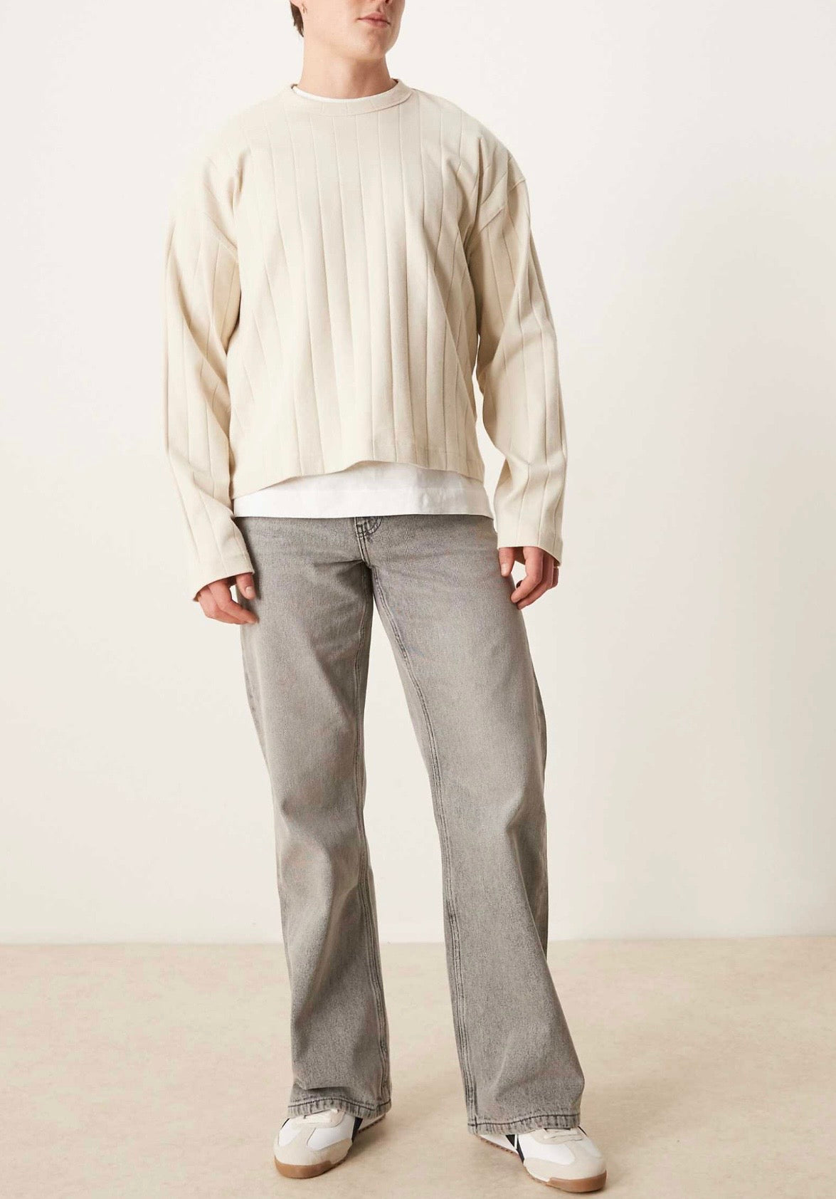 ASOS DESIGN wide flare jeans in vintage grey wash