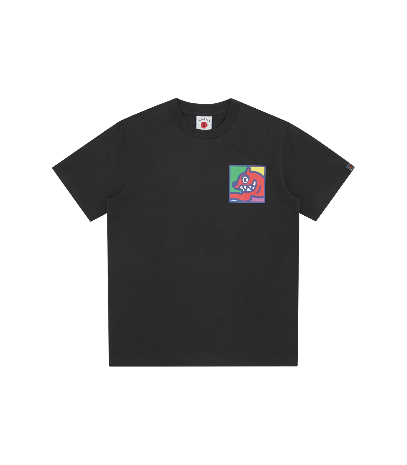 ICE CREAM POP ART RUNNING DOG T-SHIRT - BLACK