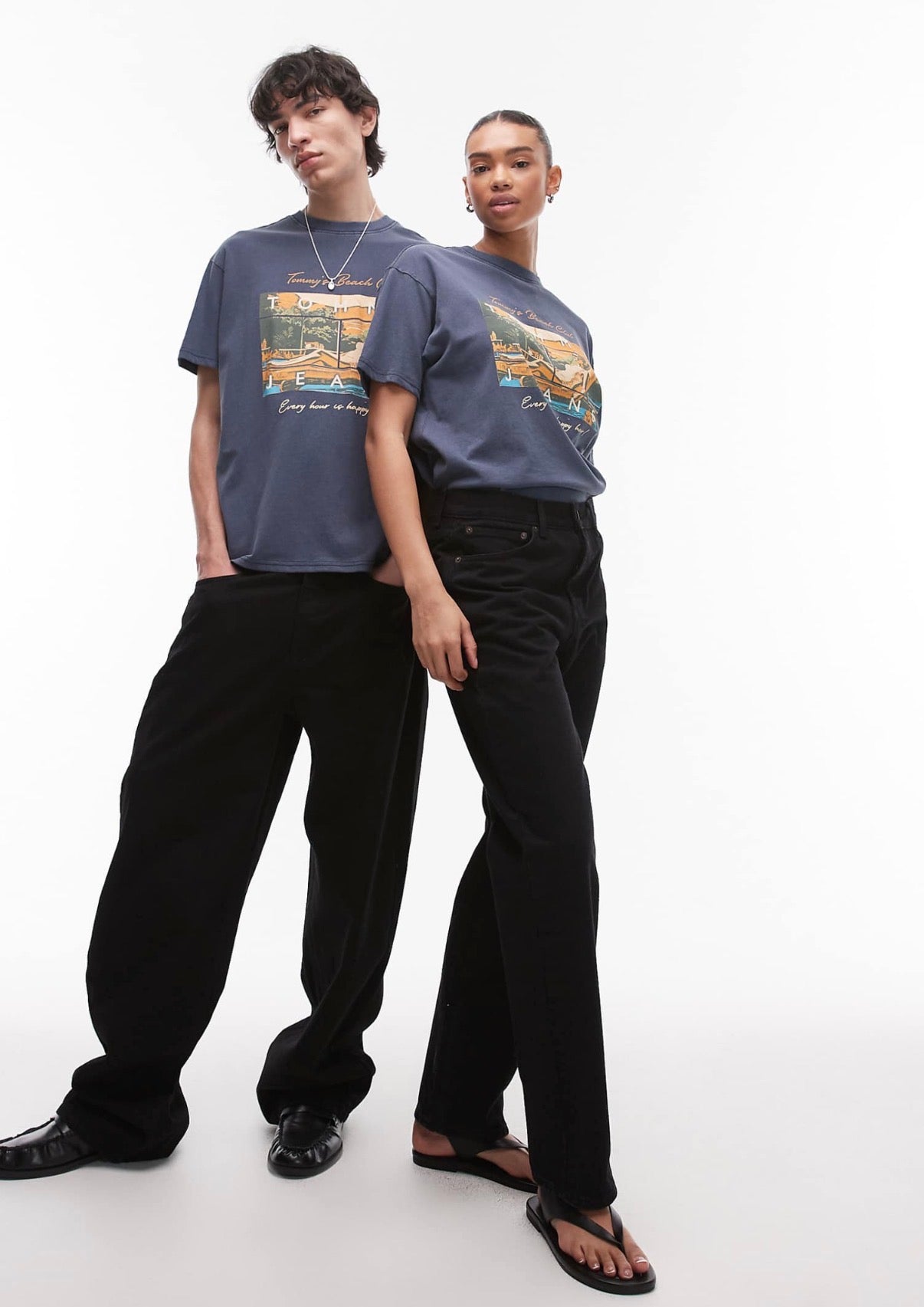 Tommy Jeans unisex beach club graphic t-shirt in navy