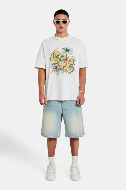 Cernucci C Repeat Palm Graphic Oversized T-Shirt - Off White