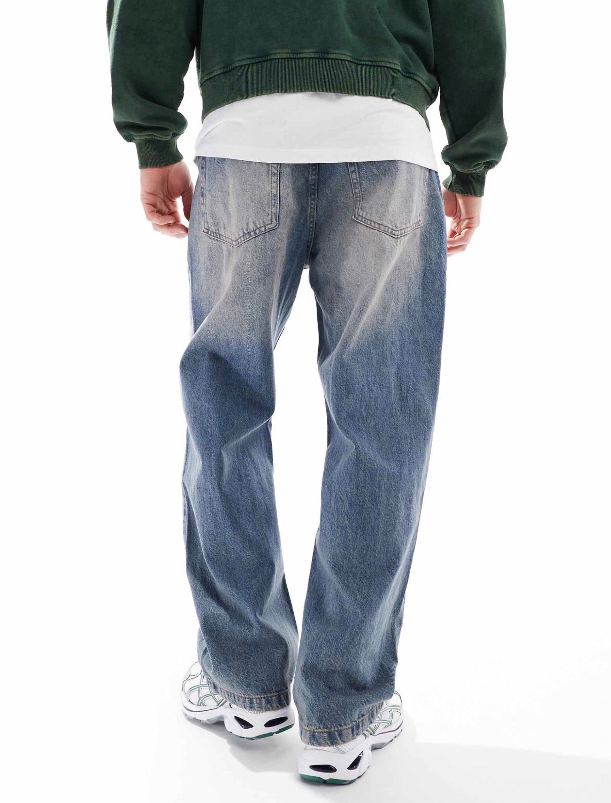 Bershka baggy fit jeans in washed blue