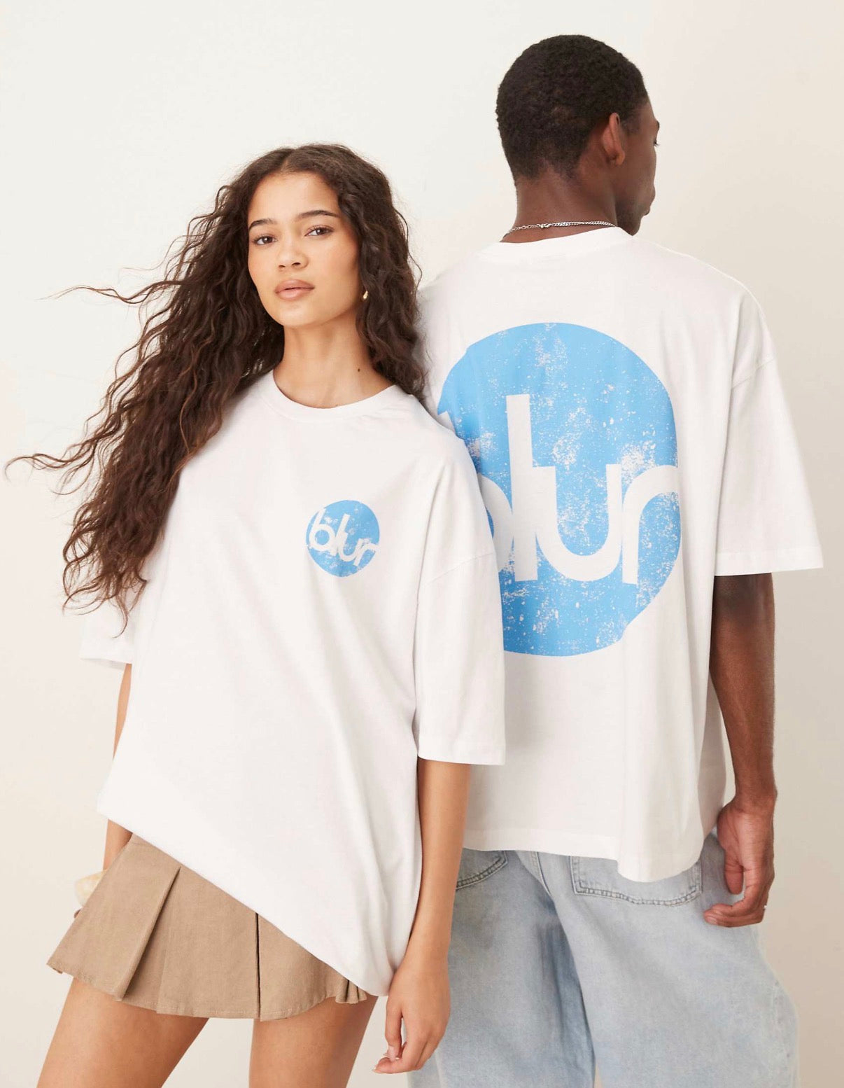 ASOS DESIGN unisex oversized t-shirt with blur print in white