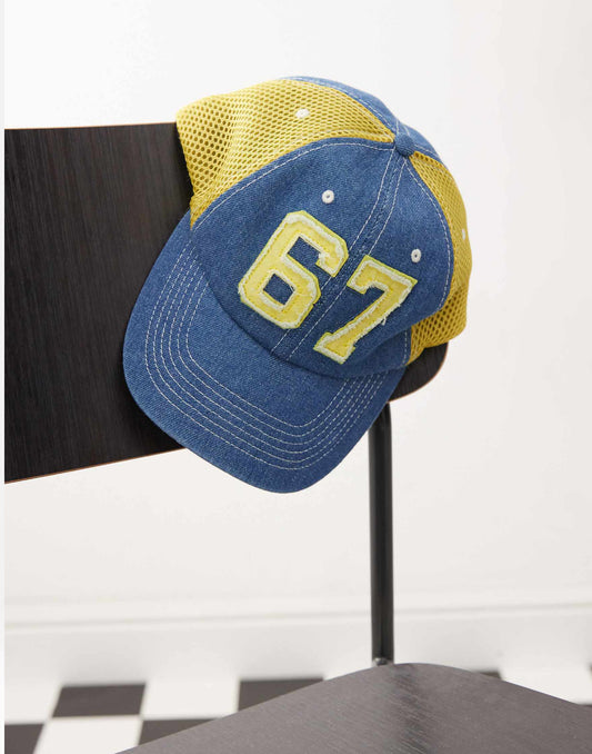 COLLUSION Unisex cap with embroidery in blue