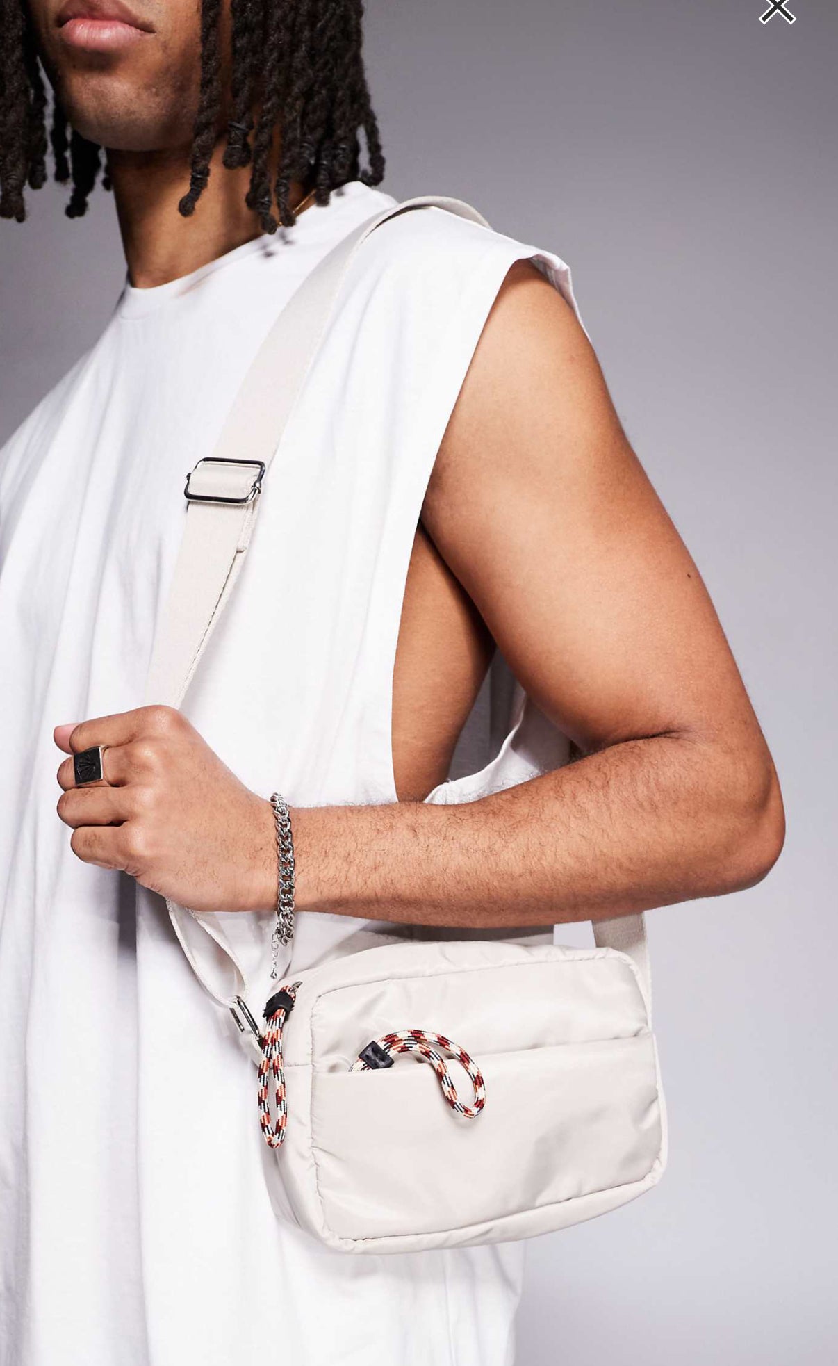 ASOS DESIGN nylon crossbody bag in stone