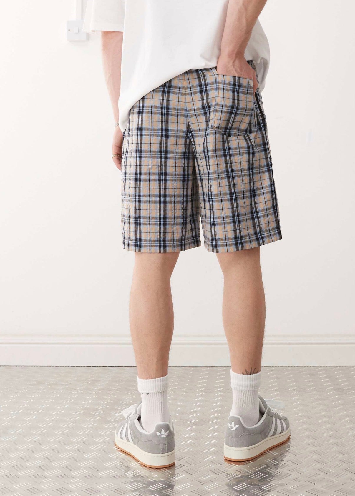 COLLUSION longline check jort in blue