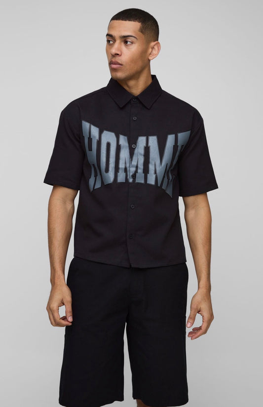 BoohooMAN Oversized Boxy Homme Collared Shirt