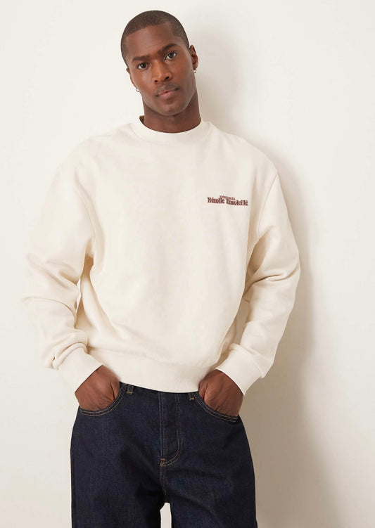 ASOS DESIGN boxy sweatshirt with chest and back print in tofu