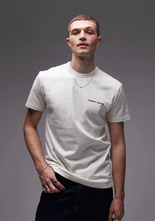 Tommy Jeans diagonal backprint logo t-shirt in oat marl