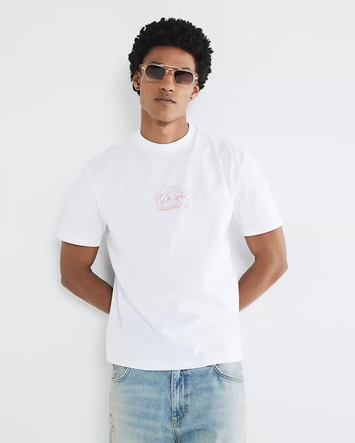 River Island Mens T-Shirt White Regular Fit El Cielo Palmas