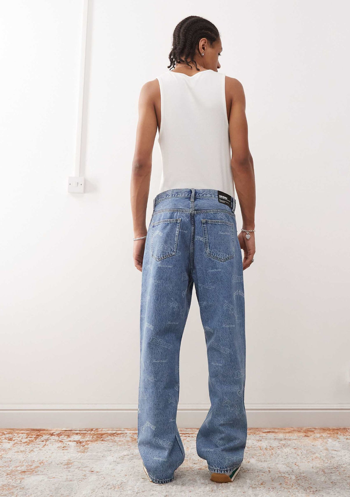 Dr Denim Omar relaxed fit straight leg jeans in retro anniversary print