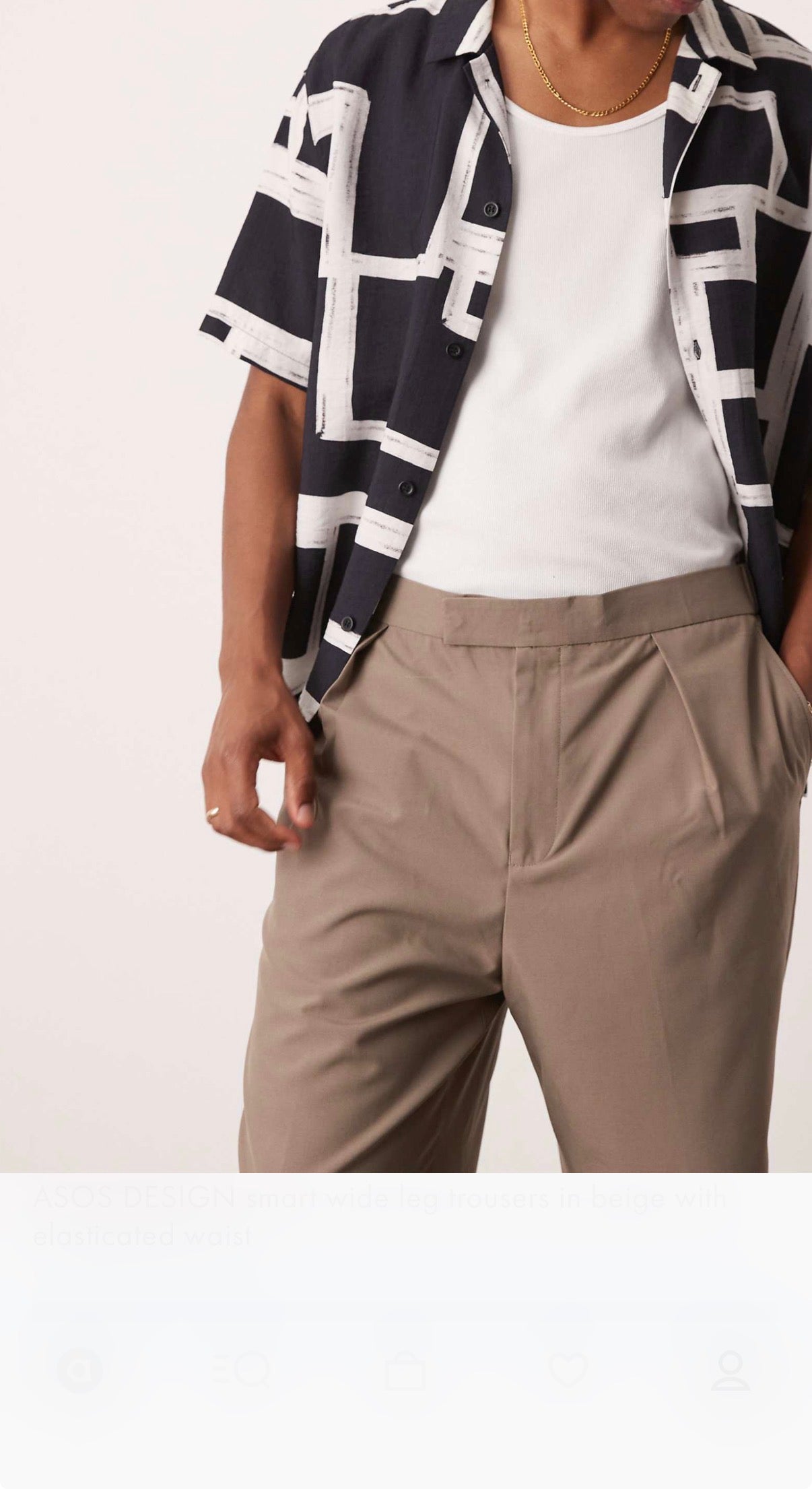 ASOS DESIGN smart wide leg trousers in beige with elasticated waist