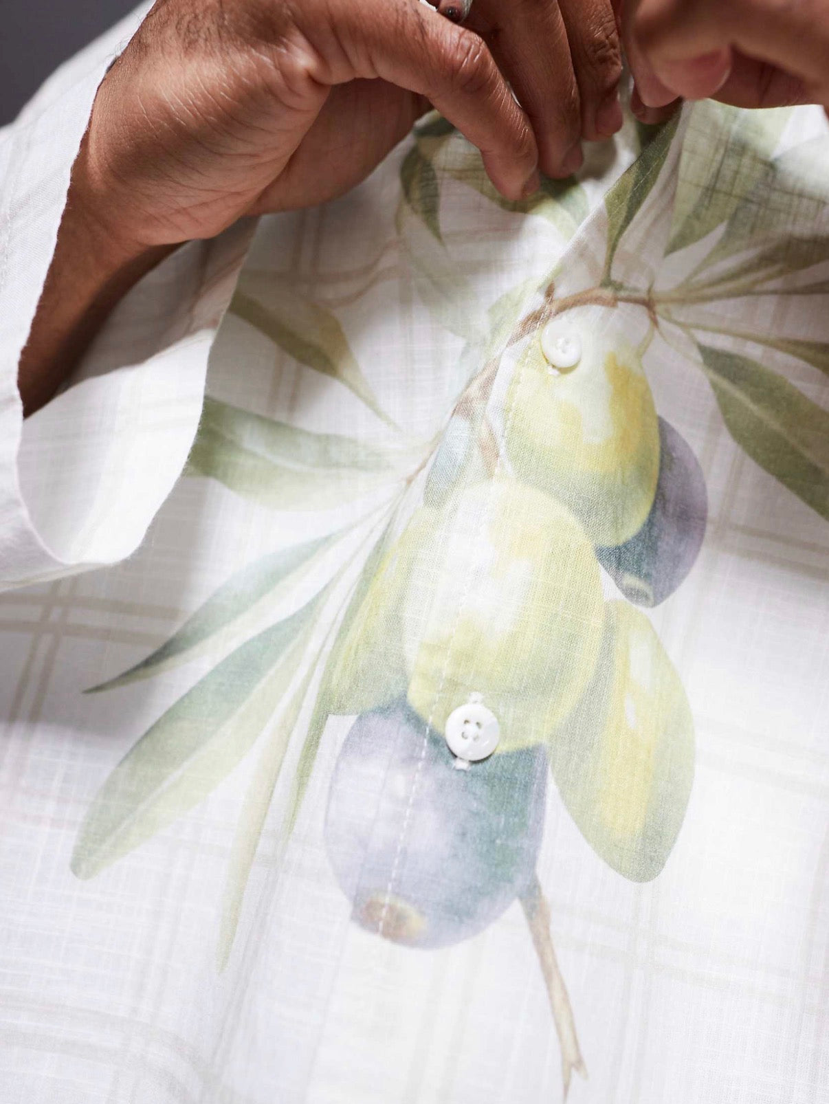 ASOS DESIGN boxy oversized shirt with fruit print in neutral check