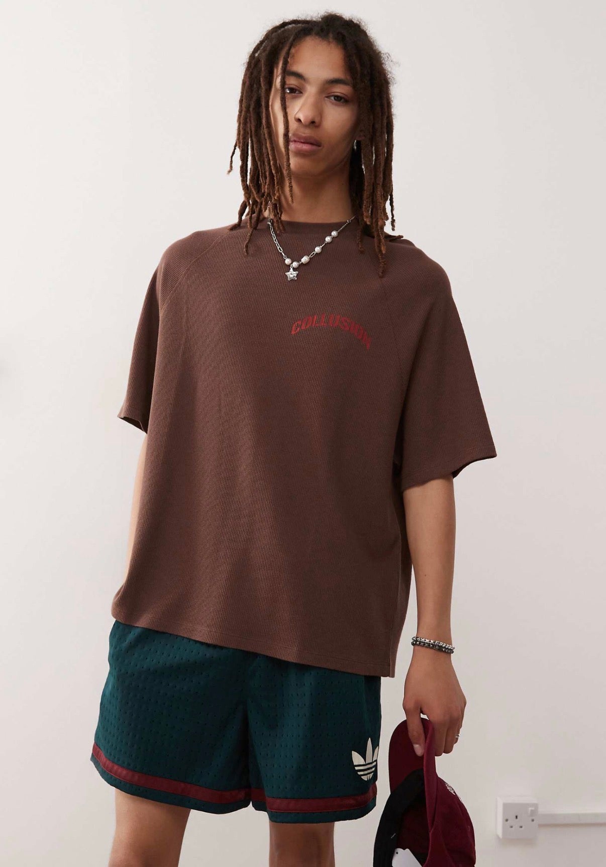 COLLUSION oversized t-shirt with enlarged logo back print in brown
