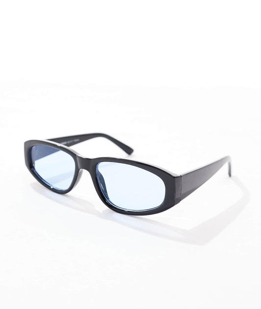 Pull&Bear angular sunglasses with blue lens in black