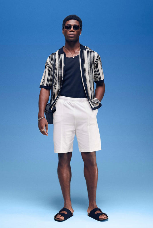 ASOS DESIGN slim pique short in off white