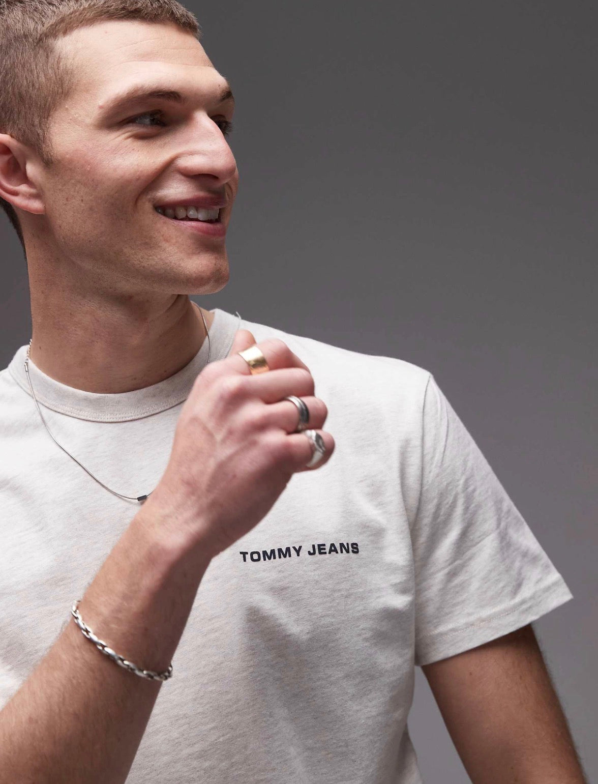 Tommy Jeans diagonal backprint logo t-shirt in oat marl