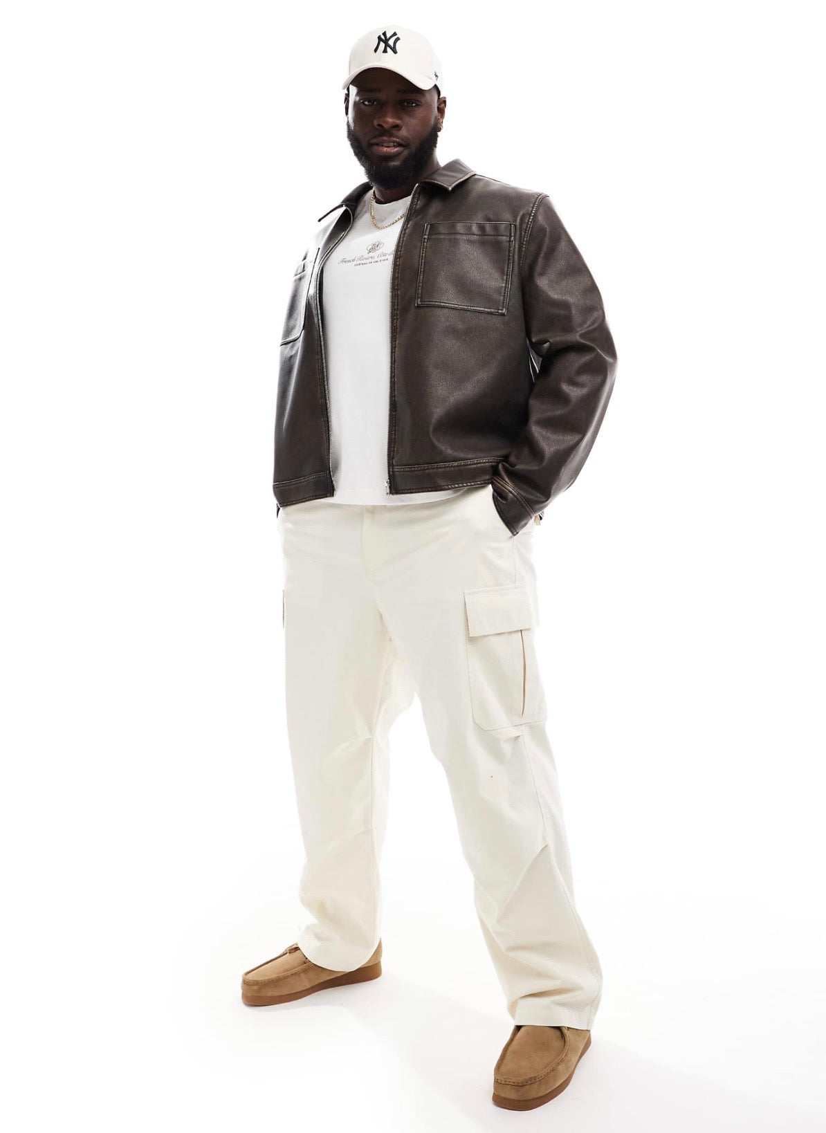 ASOS DESIGN baggy cargos in stone