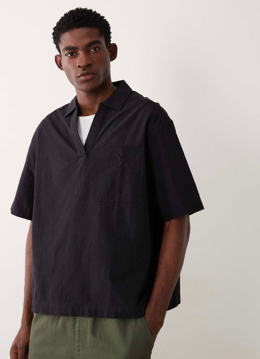 ASOS DESIGN oversized overhead textured shirt in black