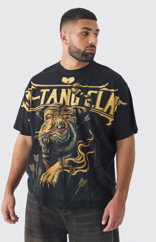 BoohooMAN Plus Oversized Wu-Tang Over Seams License Print T-Shirt