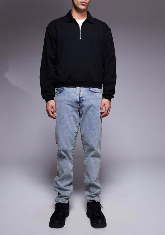 River Island tapered fit jeans in lightwash blue
