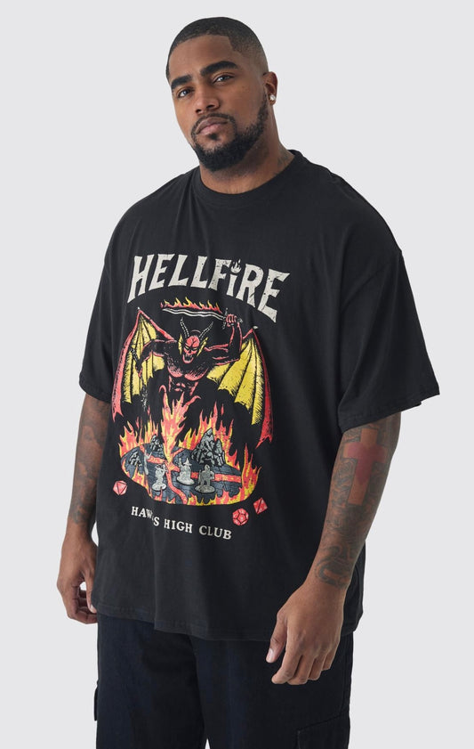 BoohooMAN Plus Stranger Things License Oversized T-Shirt