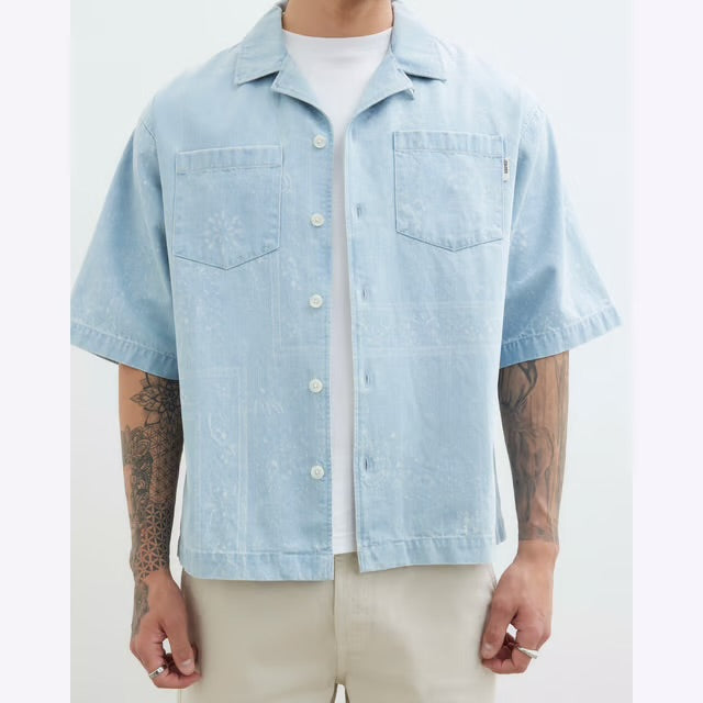 River Island Mens Blue Regular Fit Paisley Denim Shirt