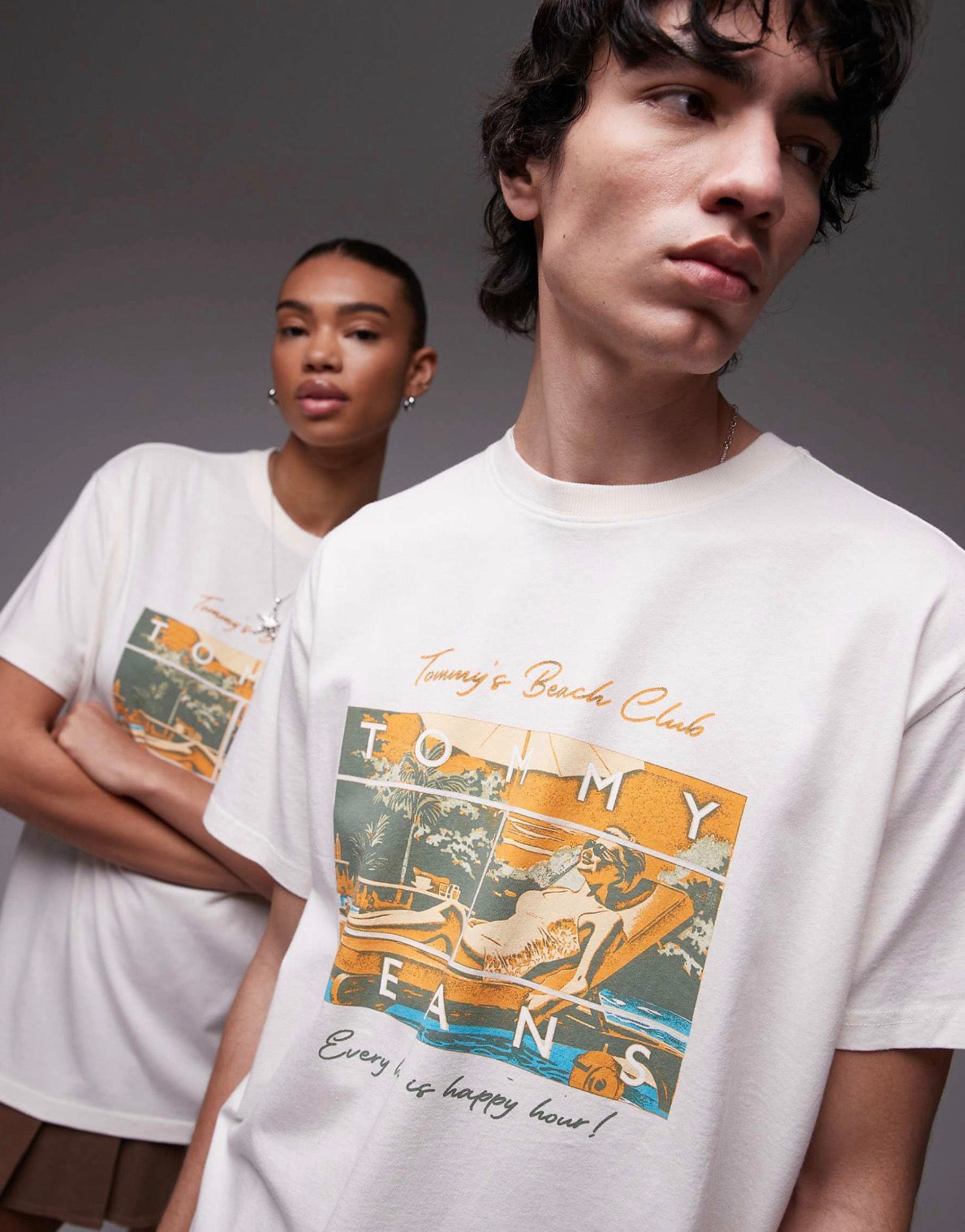 Tommy Jeans unisex beach club graphic t-shirt in white