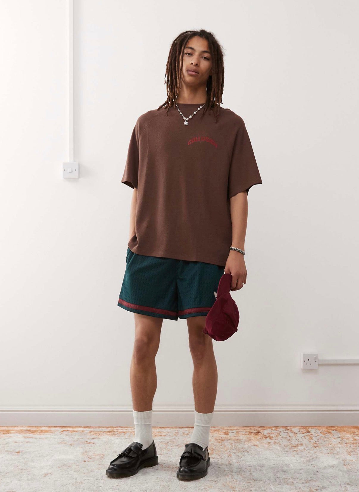 COLLUSION oversized t-shirt with enlarged logo back print in brown