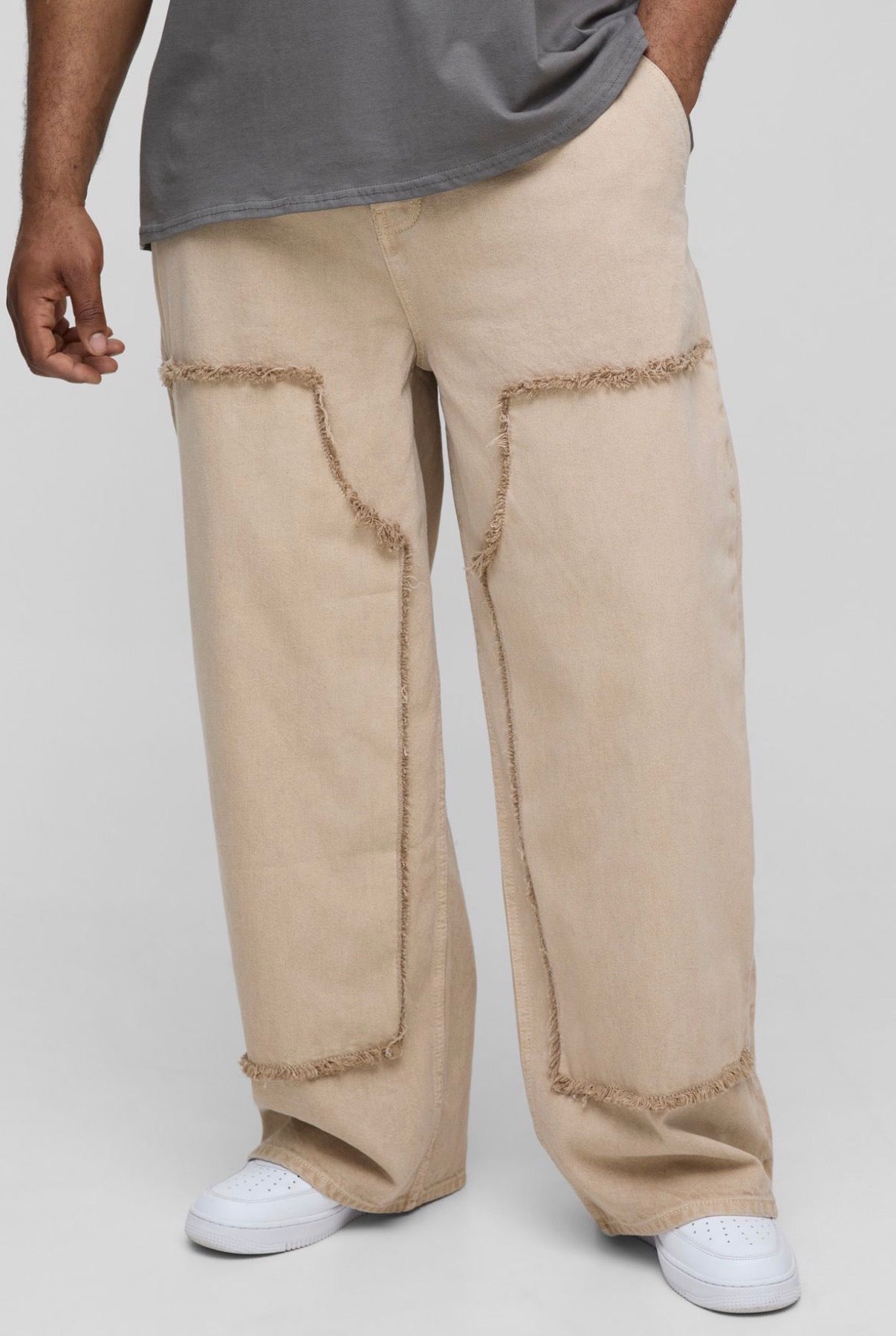 BoohooMAN Plus Raw Edge Straight Fit Overdye Carpenter Jeans