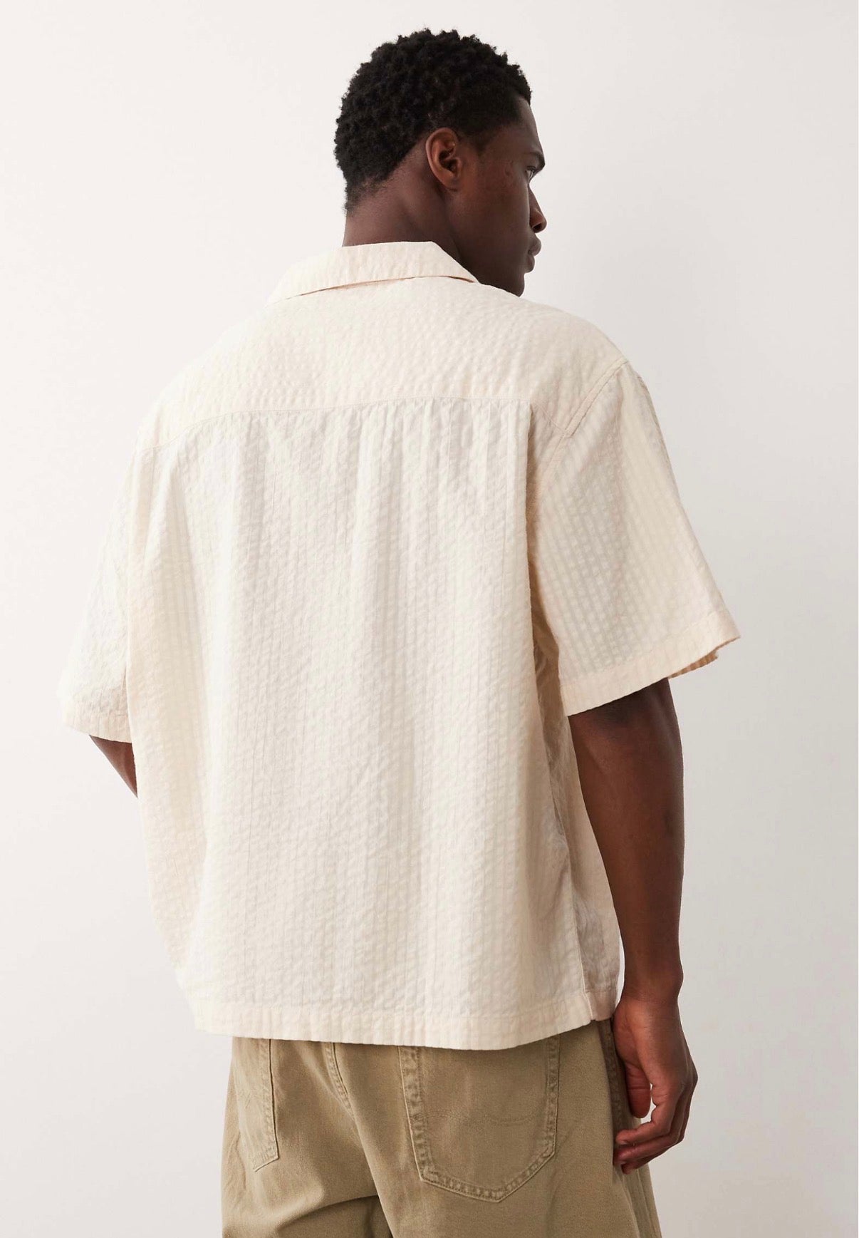 ASOS DESIGN oversized seersucker shirt with placement print