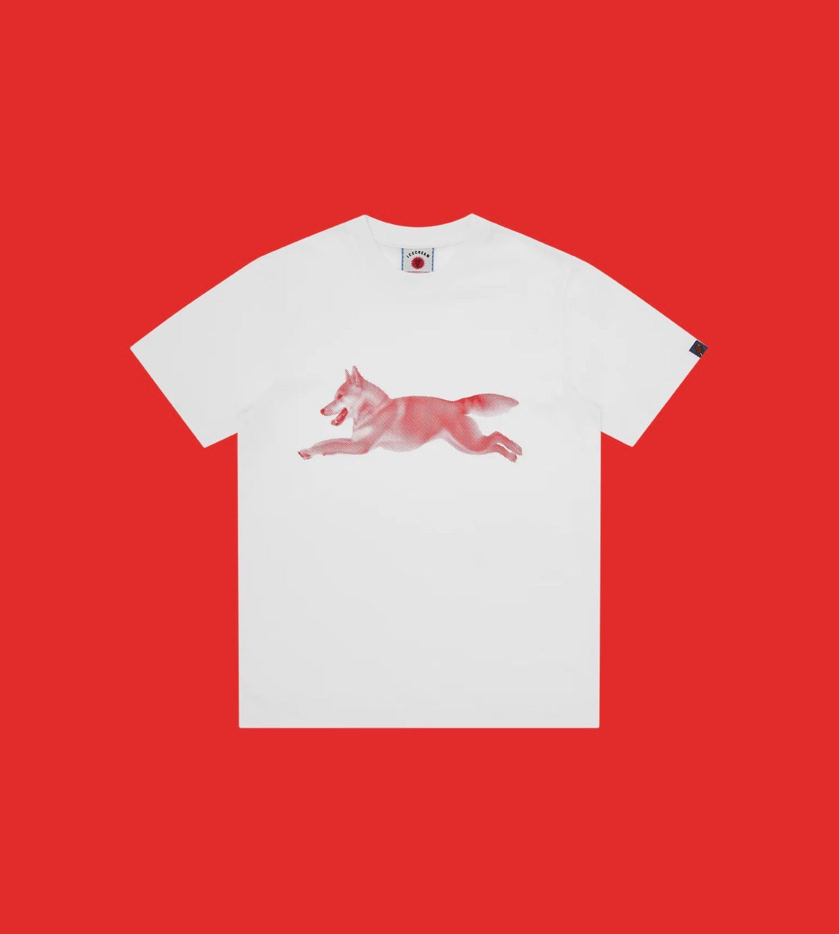 ICE CREAM HALFTONE RUNNING DOG T-SHIRT - WHITE