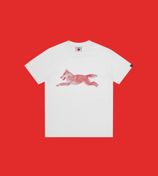 ICE CREAM HALFTONE RUNNING DOG T-SHIRT - WHITE