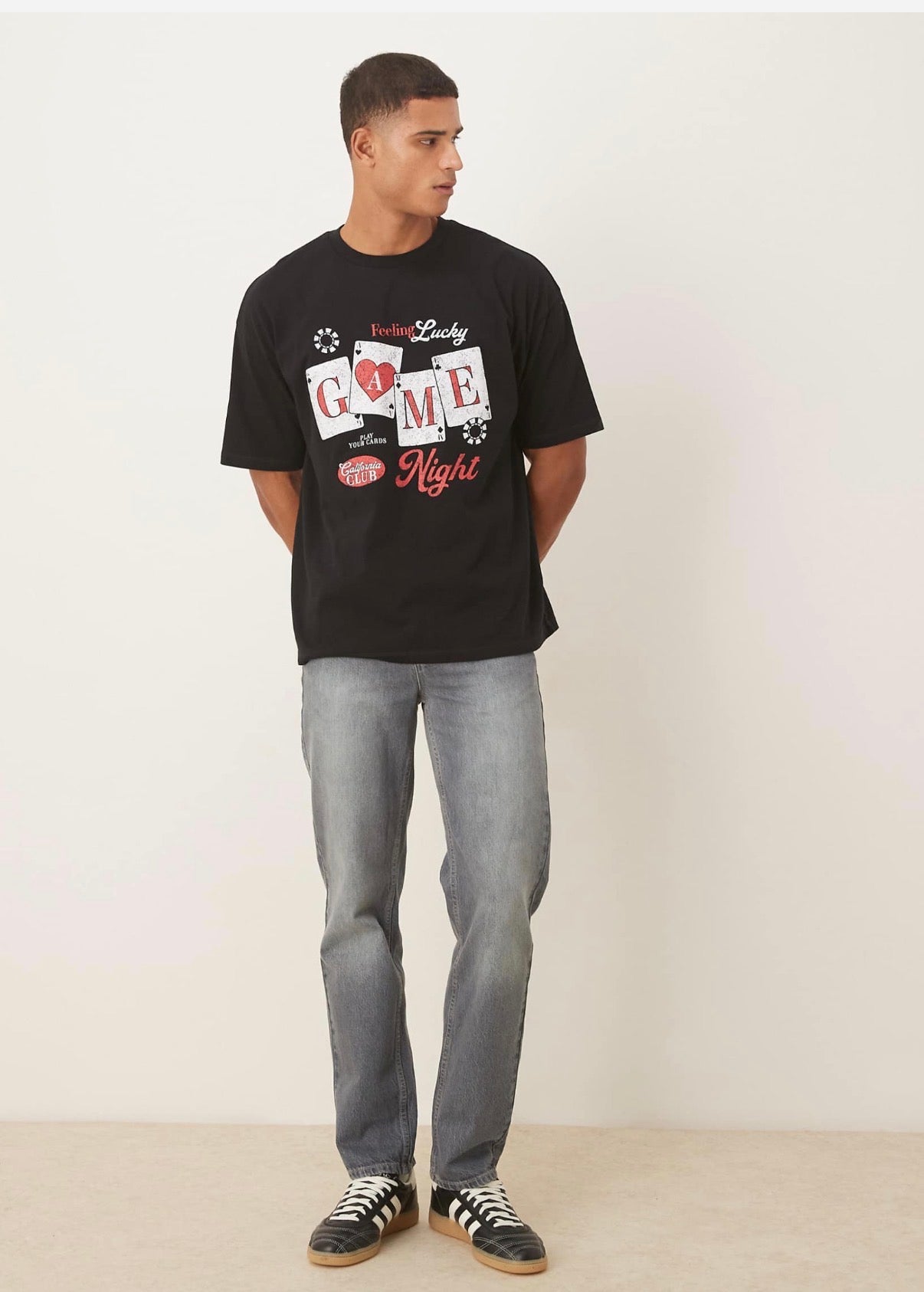 ASOS DESIGN oversized t-shirt with cartoon print in black