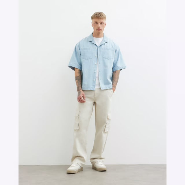 River Island Mens Blue Regular Fit Paisley Denim Shirt