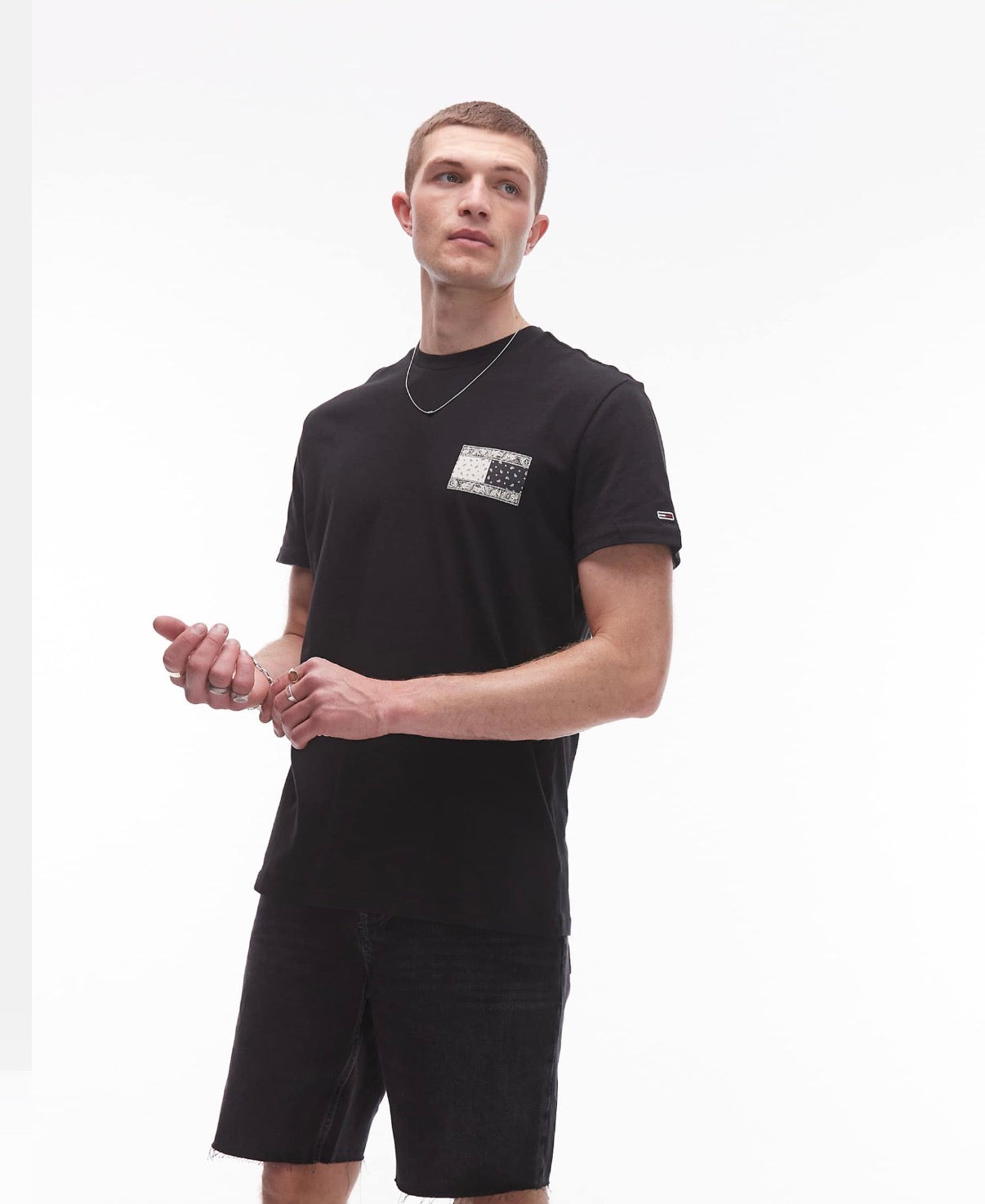 Tommy Jeans paisley flag backprint t-shirt in black