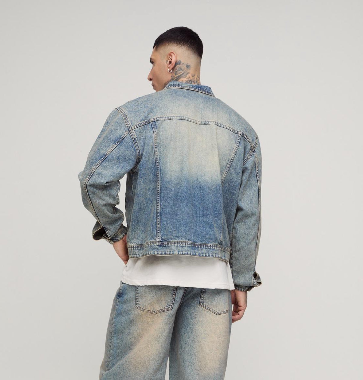 BoohooMAN Tall Stonewash Boxy Oversized Denim Jacket