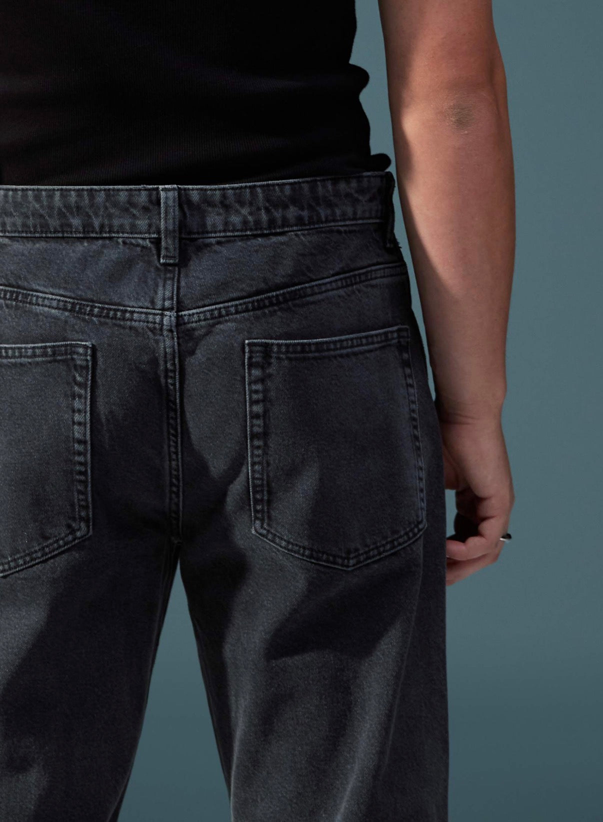 ASOS DESIGN wide flare jeans in washed black