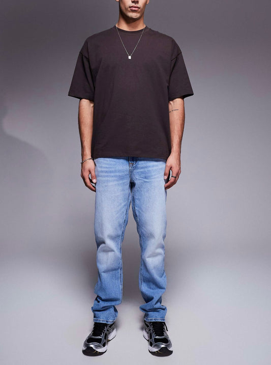 River Island straight fit jeans in lightwash blue