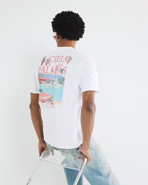 River Island Mens T-Shirt White Regular Fit El Cielo Palmas