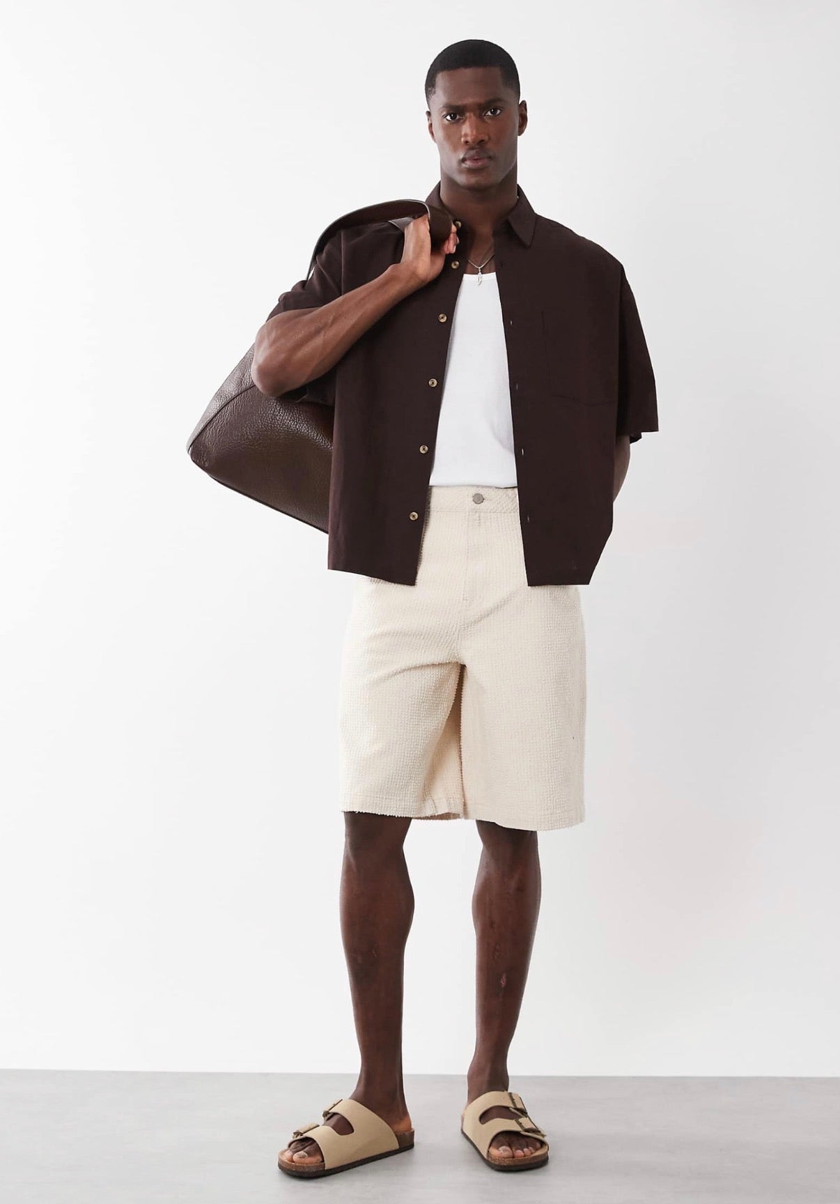 ASOS DESIGN textured bermunda denim jorts in ecru