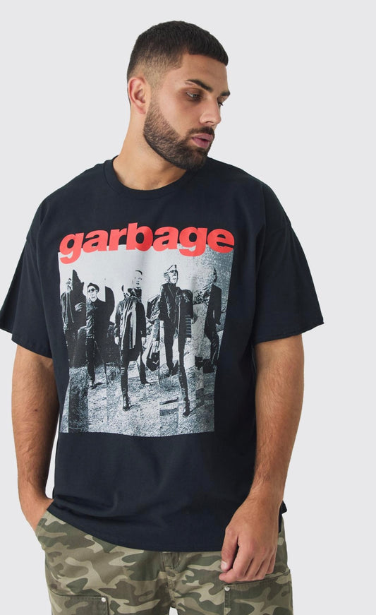 BoohooMAN PLUS GARBAGE LICENSE PRINT T-SHIRT