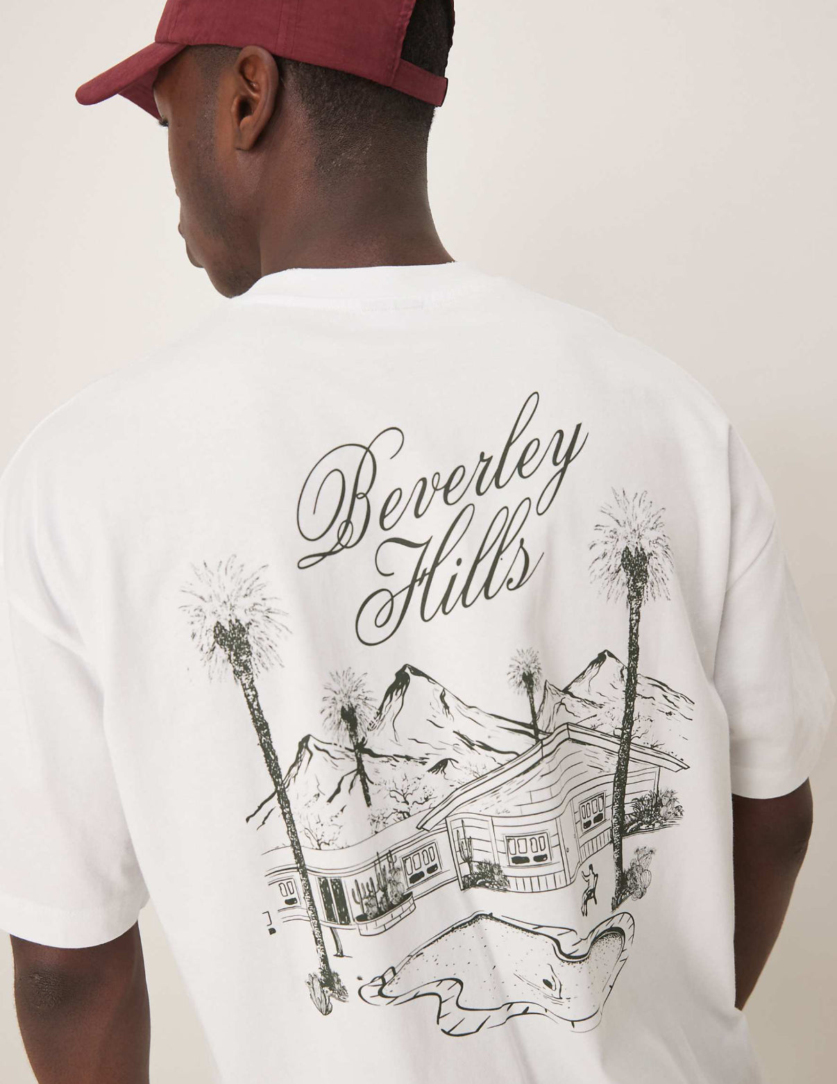 ASOS DESIGN oversized t-shirt with Beverly Hills graphic in white