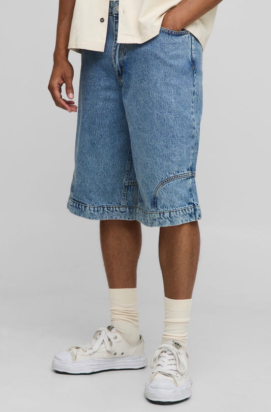 BoohooMAN Longline Deconstructed Denim Jorts
