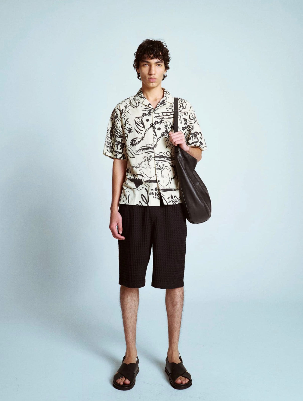 Topman cotton printed shirt in ecru