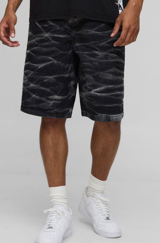 BoohooMAN Parachute Crinkle Washed Denim Shorts