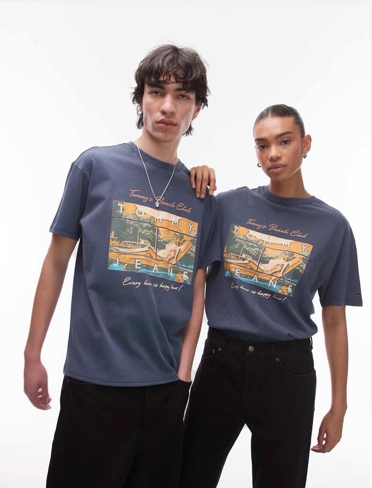 Tommy Jeans unisex beach club graphic t-shirt in navy