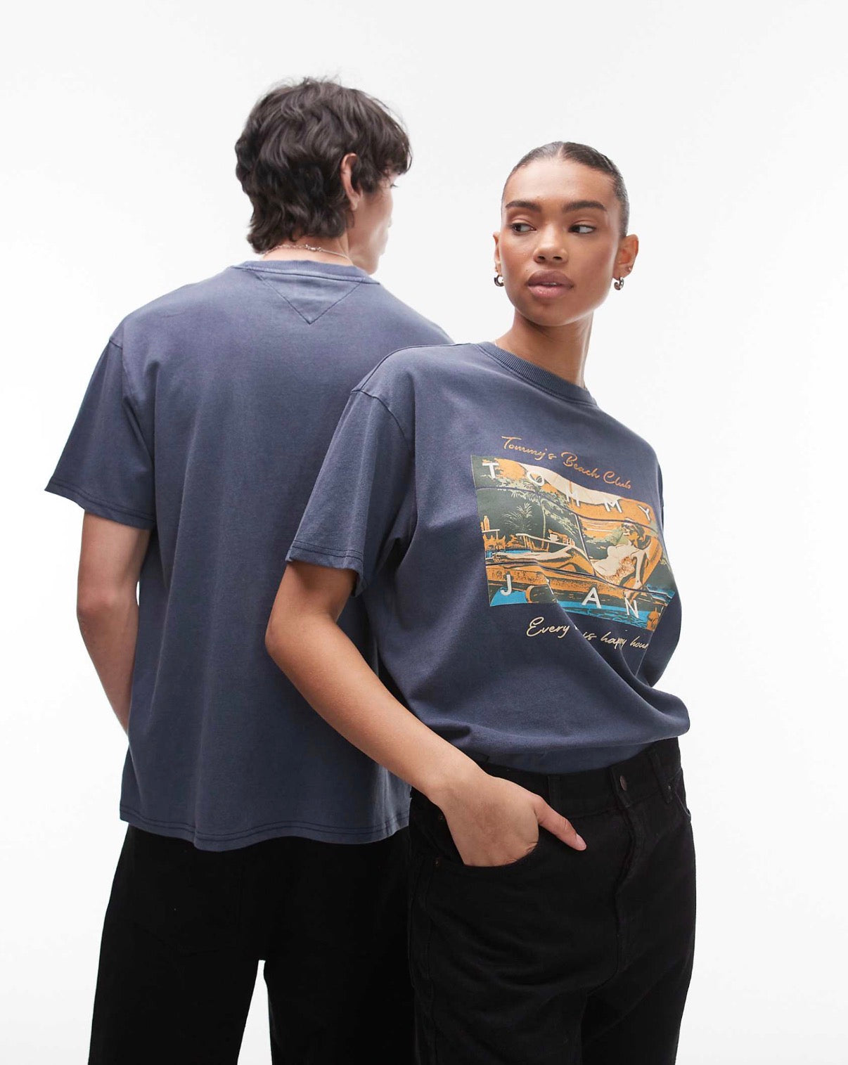 Tommy Jeans unisex beach club graphic t-shirt in navy