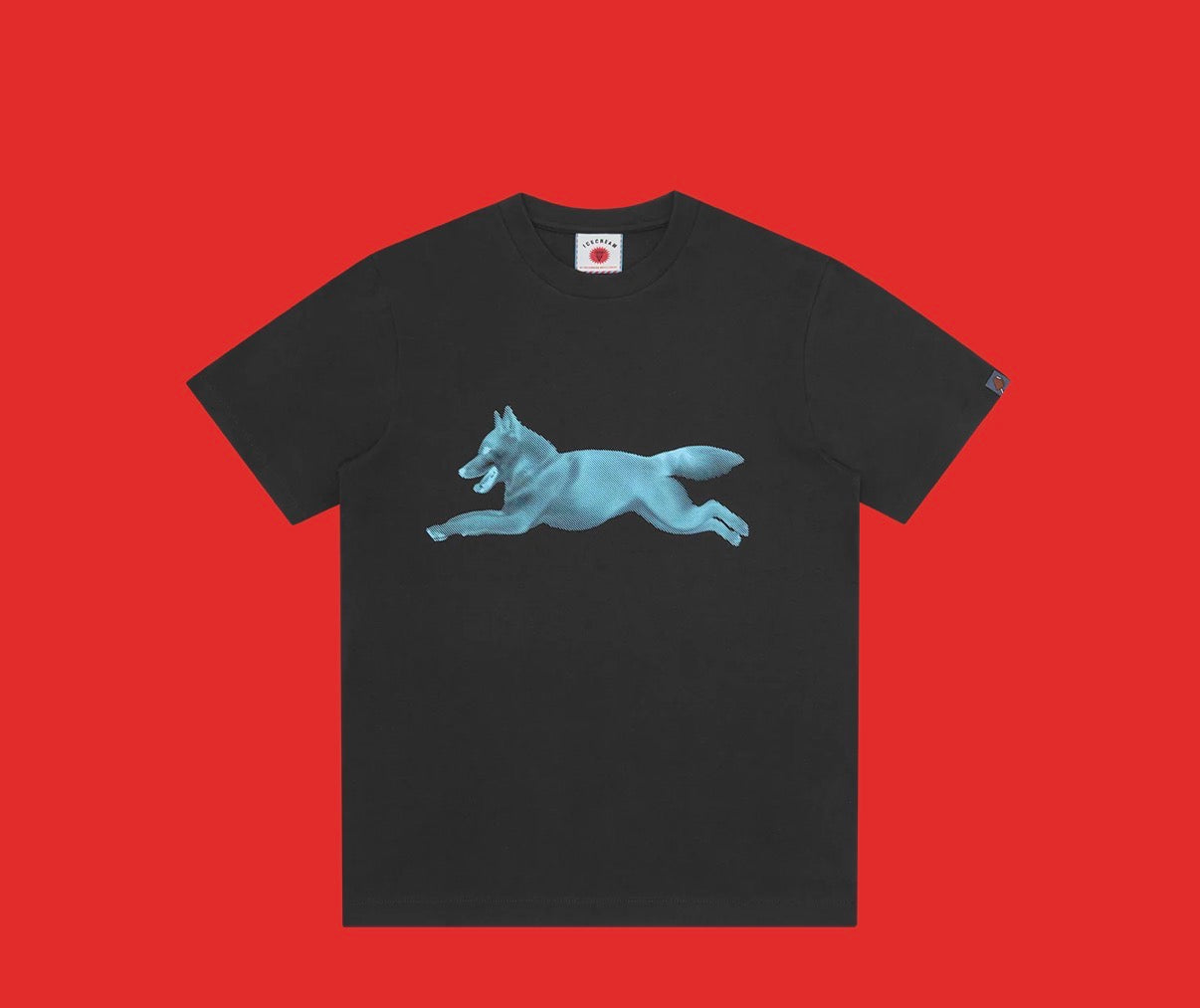 ICE CREAM HALFTONE RUNNING DOG T-SHIRT - BLACK