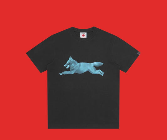 ICE CREAM HALFTONE RUNNING DOG T-SHIRT - BLACK