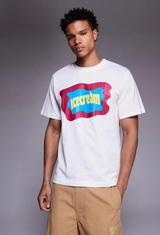 ICECREAM block logo heavyweight t-shirt in white